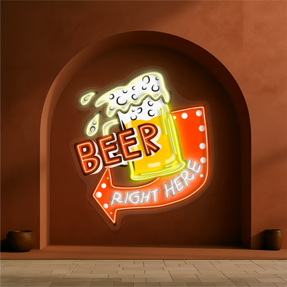 Beer Right Here Artwork Led Neon Sign