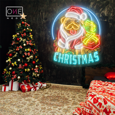 Pug Christmas Cheer Artwork Led Neon Sign