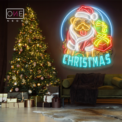 Pug Christmas Cheer Artwork Led Neon Sign