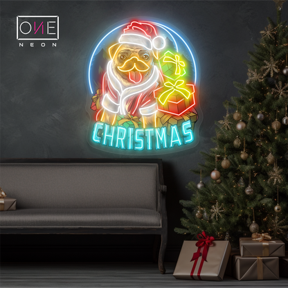 Pug Christmas Cheer Artwork Led Neon Sign