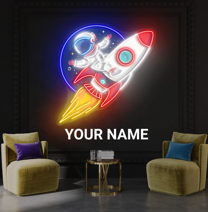 Astronaut Rocket Artwork Led Neon Sign