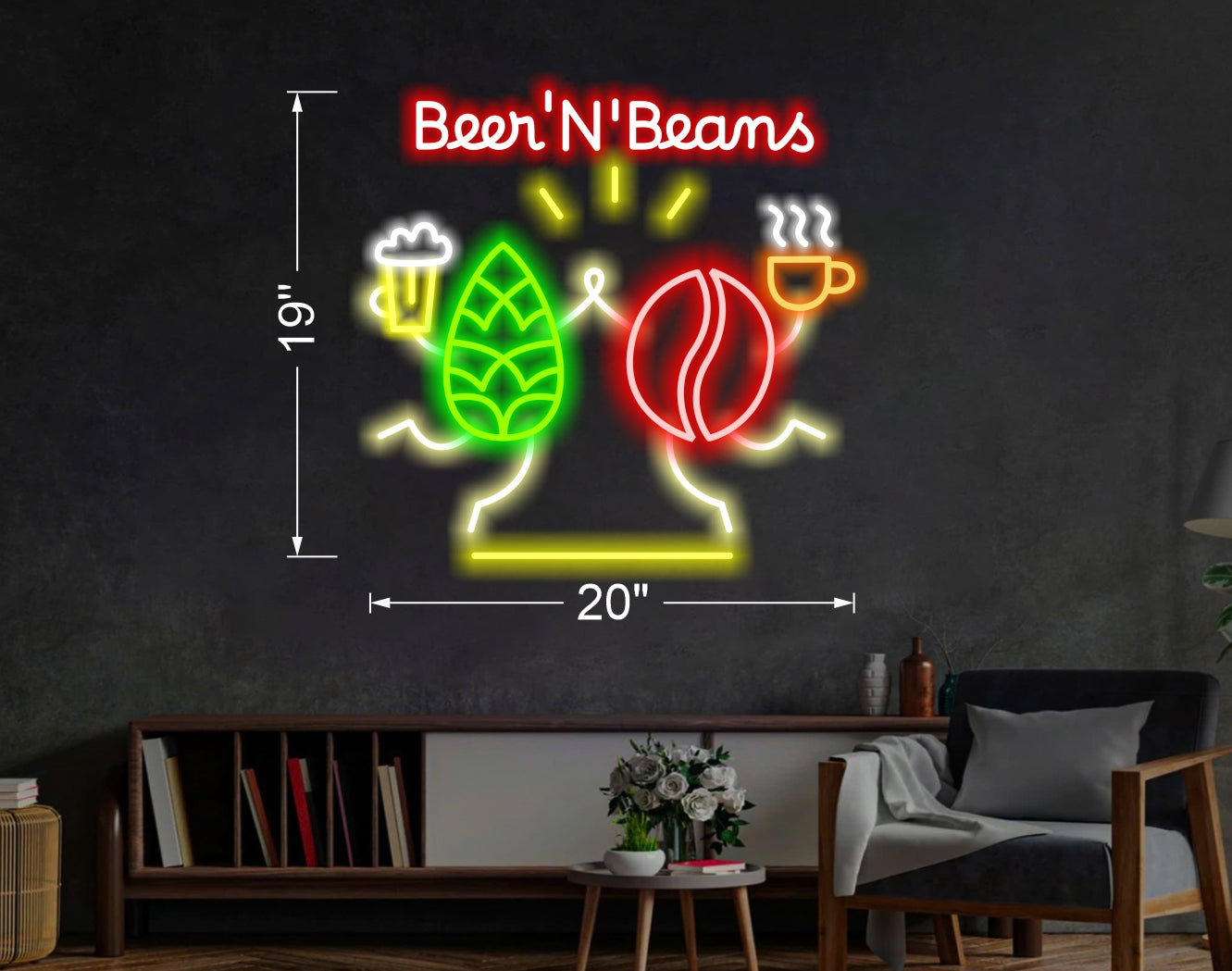 BEAR'N'BEANS (waterproof sign)| LED Neon Sign