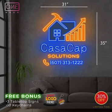 CASA CAP + HORIZON + 607 HOME | LED Neon Sign (3 WATERPROOF signs)