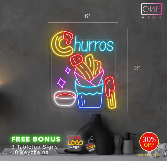 Churros + Frozen Yogurt + Cold & hot logo | Led Neon Sign ( 3 signs)