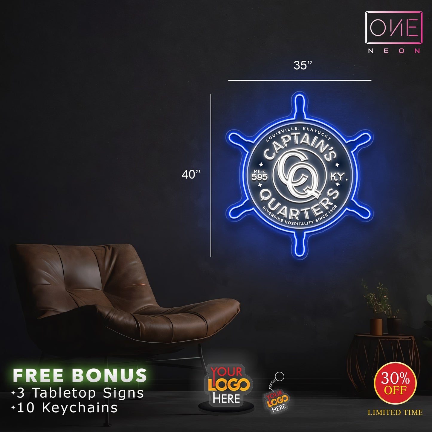 595 logo + captain's | LED Neon Sign