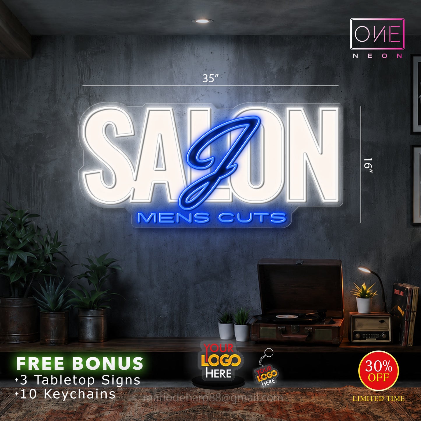 SALON J MENS CUTS | LED Neon Sign (RGB)