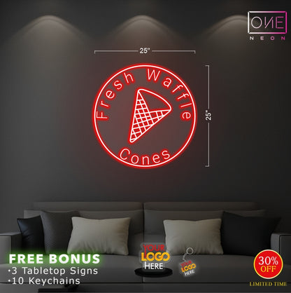 FRESH WAFFLE CONES | LED Neon Sign