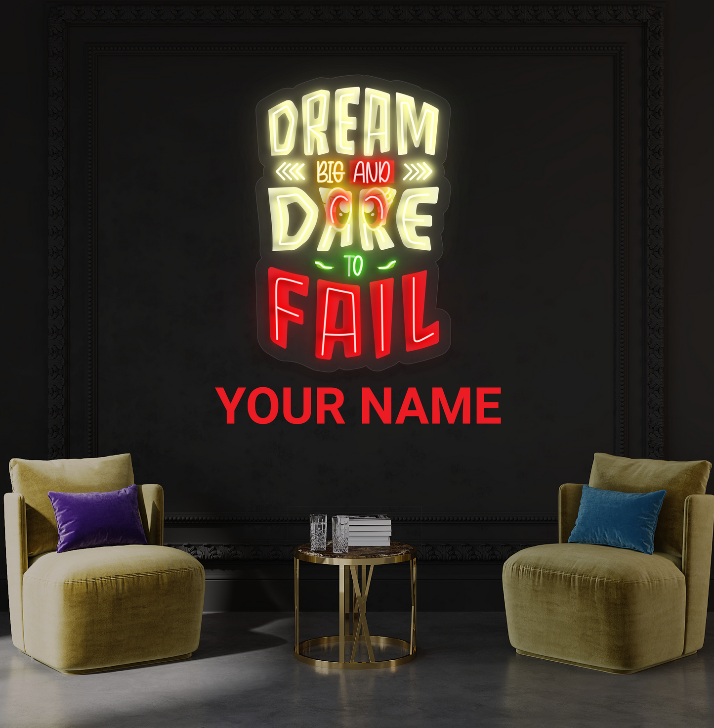 Dream Big and Dare to Fail Artwork Led Neon Sign