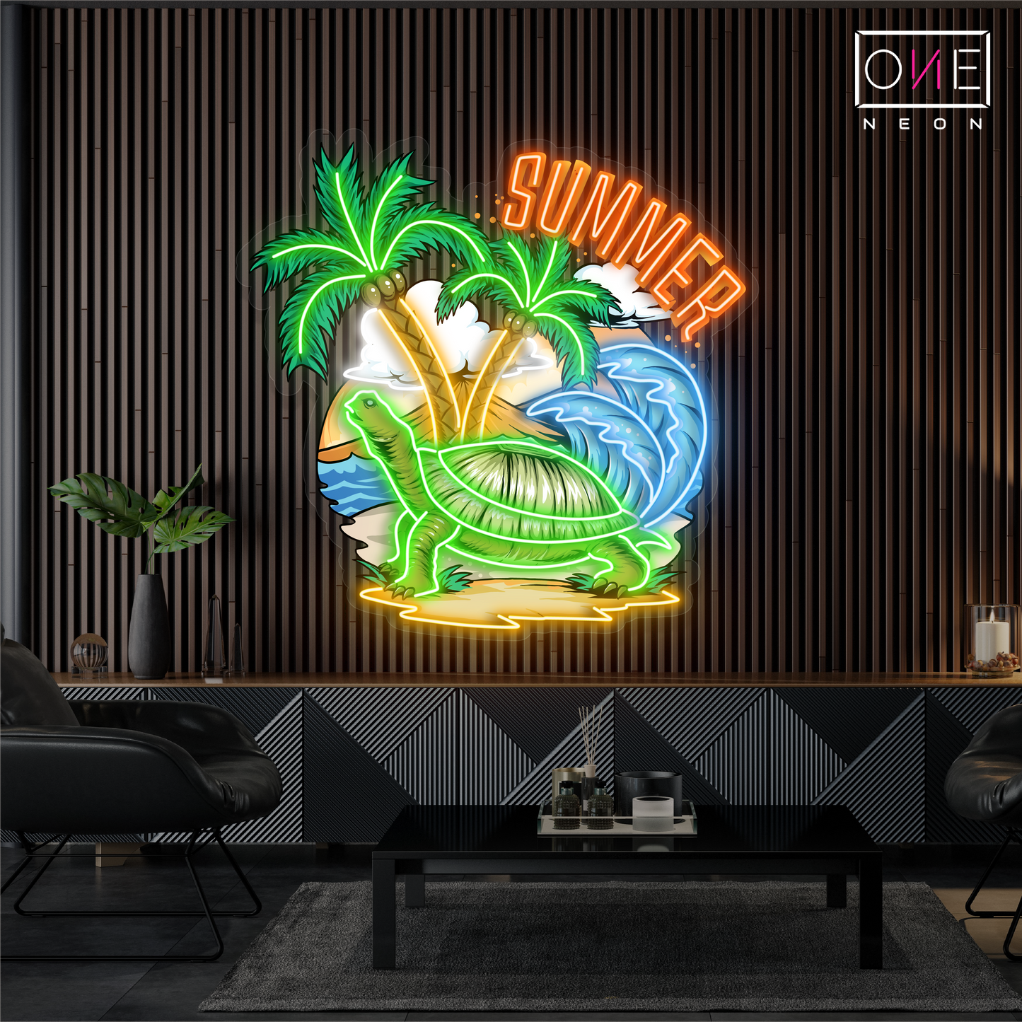 Tropical Turtle Summer Artwork Led Neon Sign