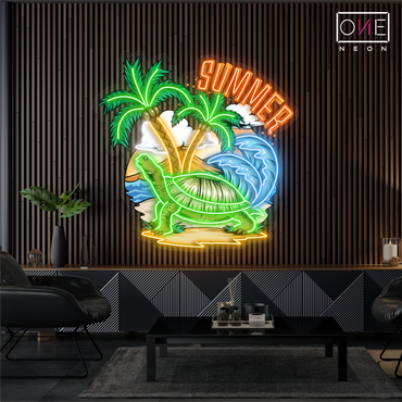 Tropical Turtle Summer Artwork Led Neon Sign