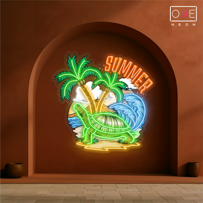 Tropical Turtle Summer Artwork Led Neon Sign