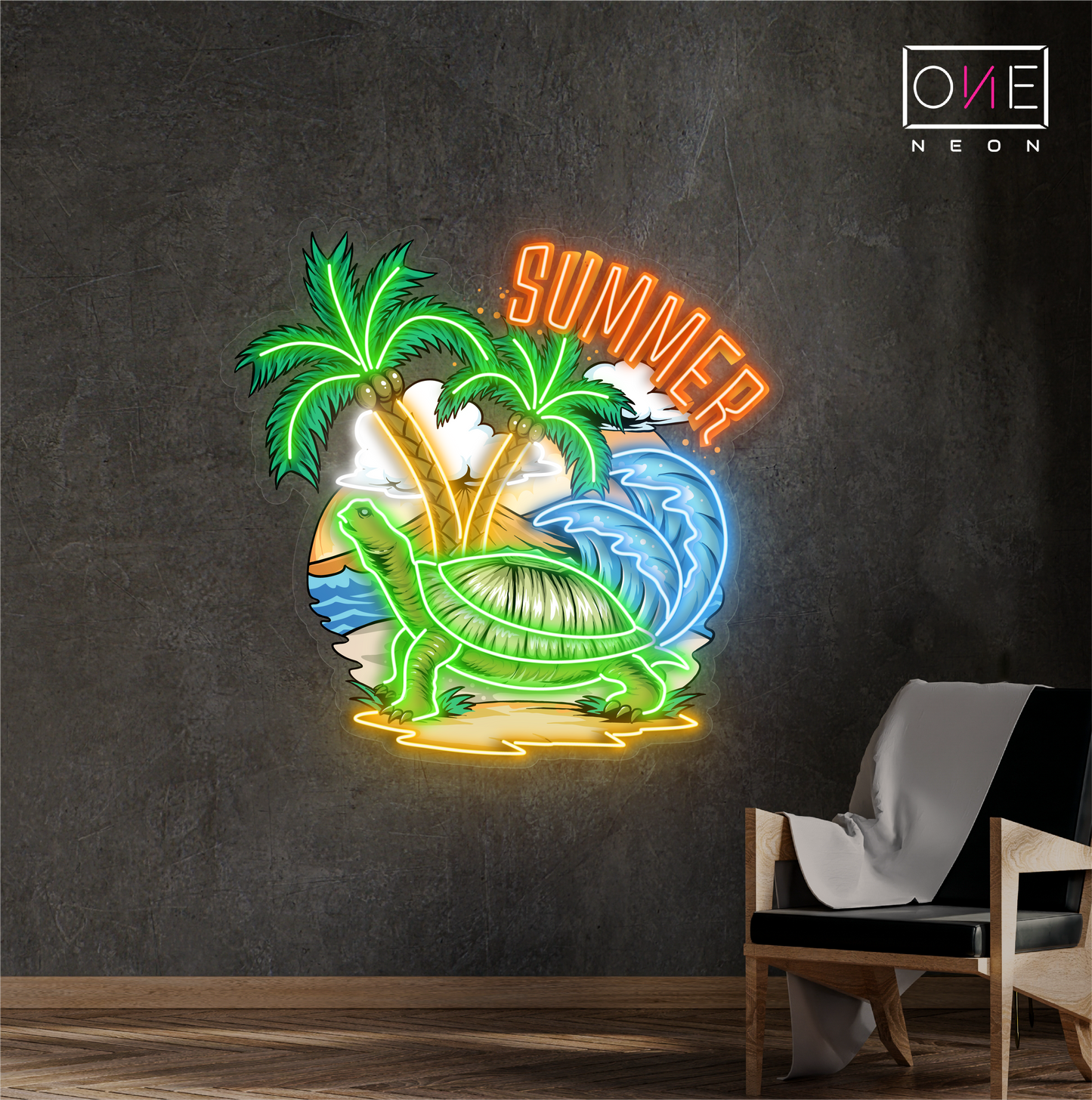 Tropical Turtle Summer Artwork Led Neon Sign