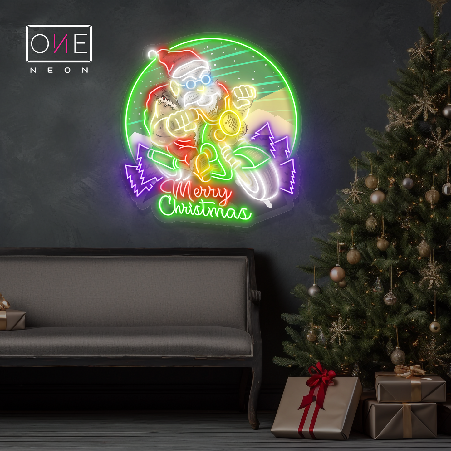 Santa's Christmas Ride Artwork Led Neon Sign