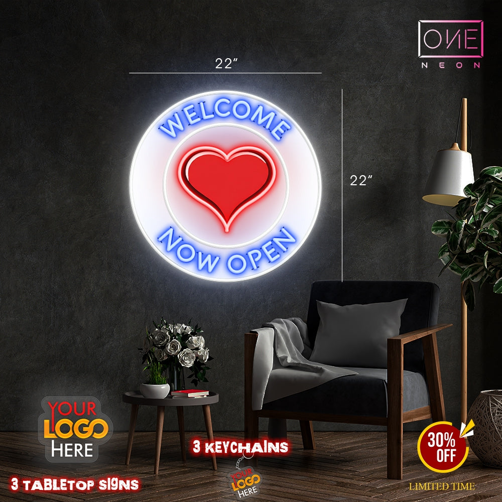 WELCOME NOW OPEN | LED Neon Sign