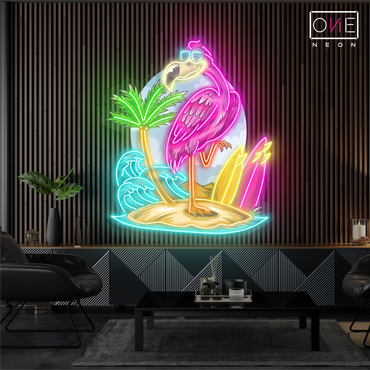 Flamingo Island Artwork Led Neon Sign