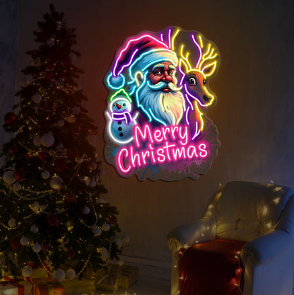 Santa Merry Christmas Artwork LED Neon Sign