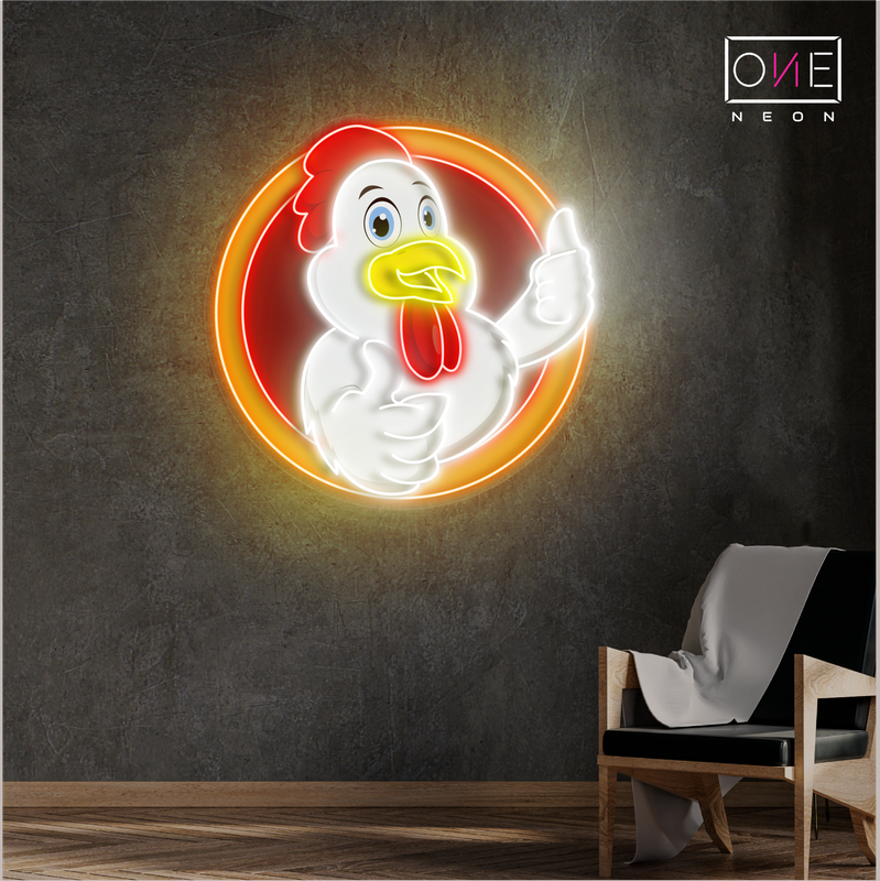 Thumbs Up Chicken Artwork Led Neon Sign