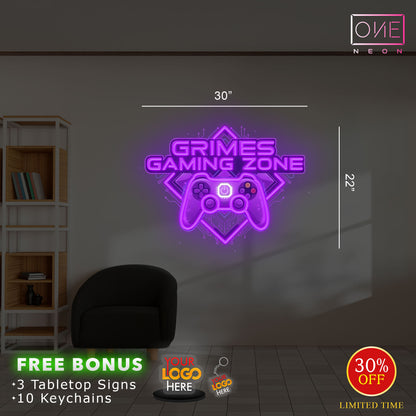 Grimes Gaming Zone | LED Neon Sign (INDOOR)