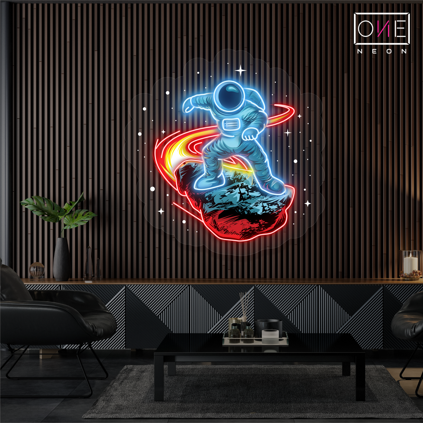 Meteor Surfing Astronaut Artwork Led Neon Sign