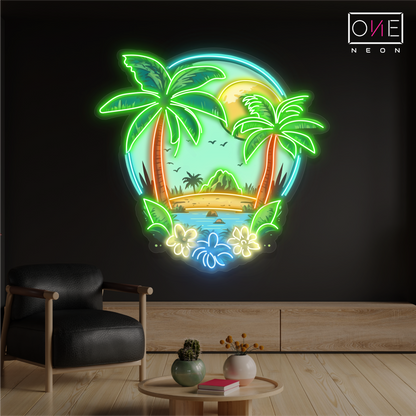 Tropical Sunset Artwork Led Neon Sign