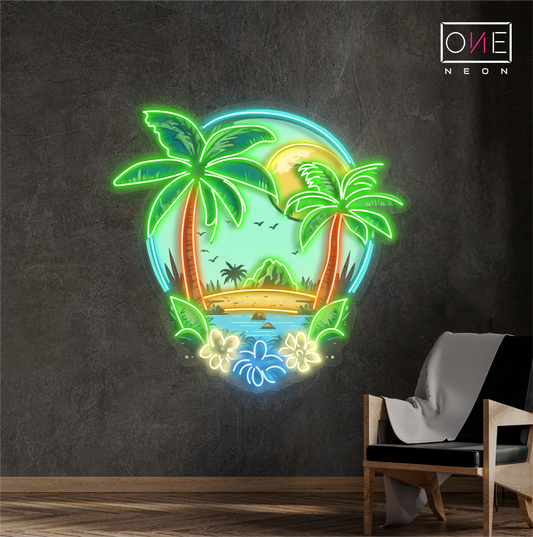 Tropical Sunset Artwork Led Neon Sign