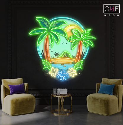 Tropical Sunset Artwork Led Neon Sign