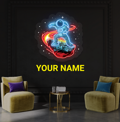 Meteor Surfing Astronaut Artwork Led Neon Sign