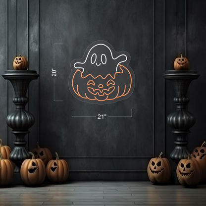 Ghost in Pumpkin LED Neon Sign