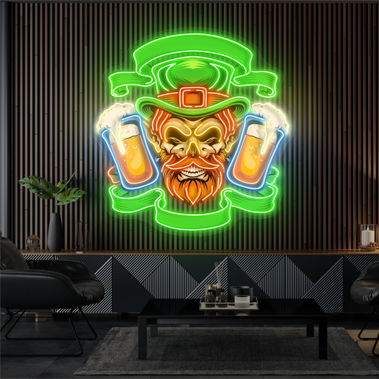 Leprechaun's Double Pint  Artwork Led Neon Sign