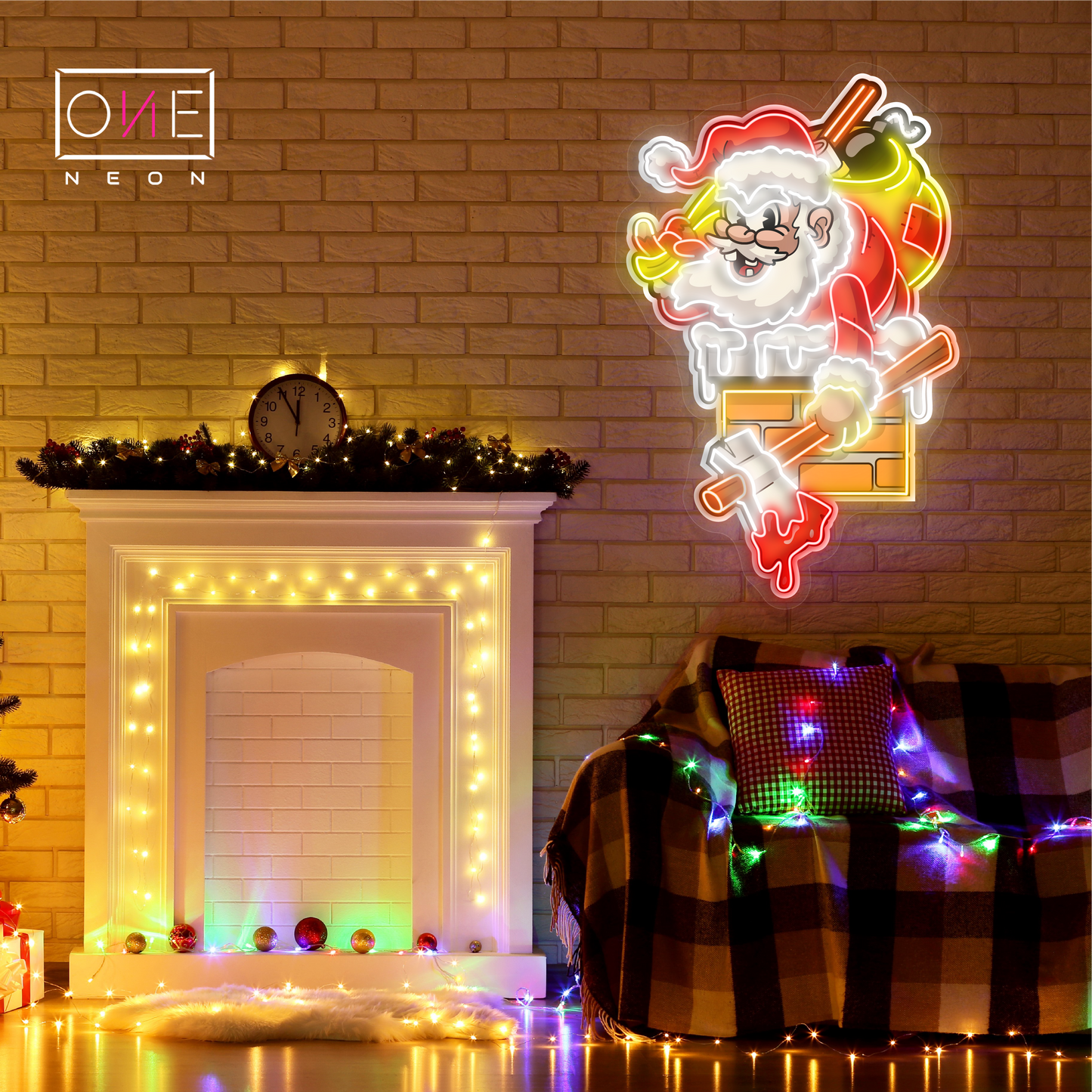 Santa's Mischievous Escape Artwork Led Neon Sign