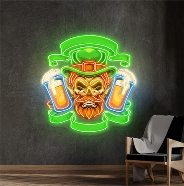 Leprechaun's Double Pint  Artwork Led Neon Sign