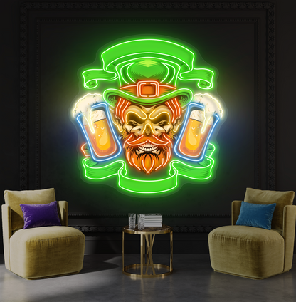 Leprechaun's Double Pint  Artwork Led Neon Sign