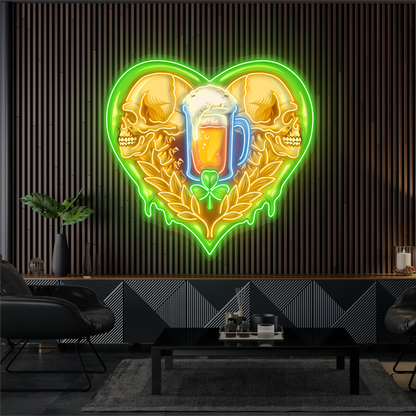 Skull & Beer Artwork Led Neon Sign