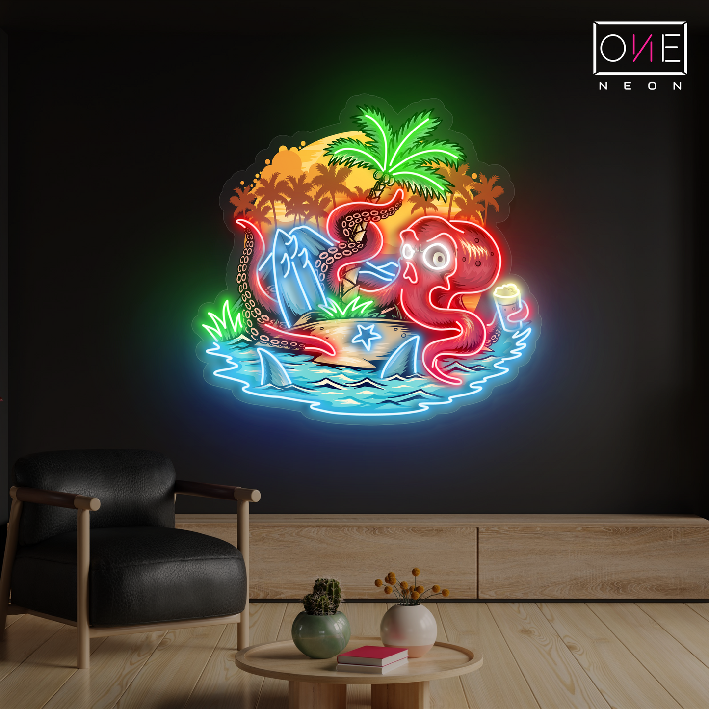 Octopus Island Artwork Led Neon Sign