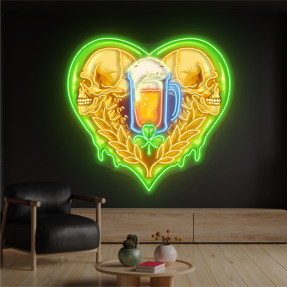 Skull & Beer Artwork Led Neon Sign