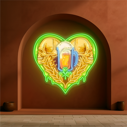 Skull & Beer Artwork Led Neon Sign