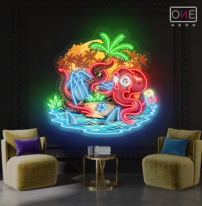 Octopus Island Artwork Led Neon Sign