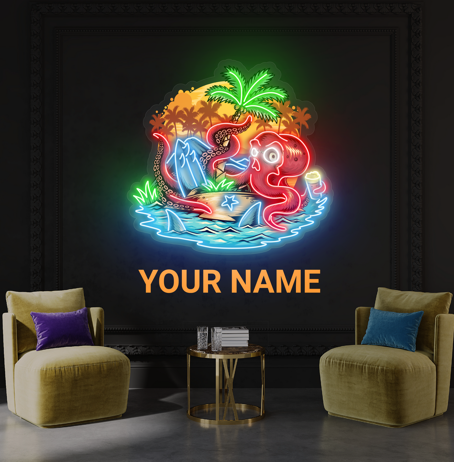 Octopus Island Artwork Led Neon Sign