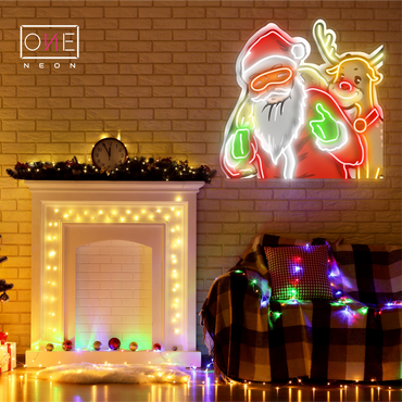 Santa & Rudolph Duo Artwork Led Neon Sign