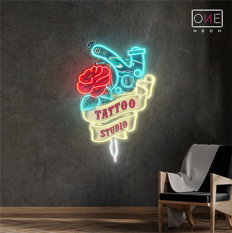 Tattoo Rose Artwork Led Neon Sign