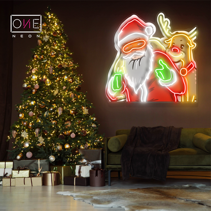 Santa & Rudolph Duo Artwork Led Neon Sign