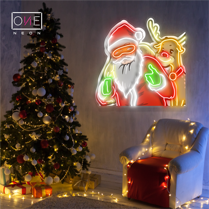 Santa & Rudolph Duo Artwork Led Neon Sign