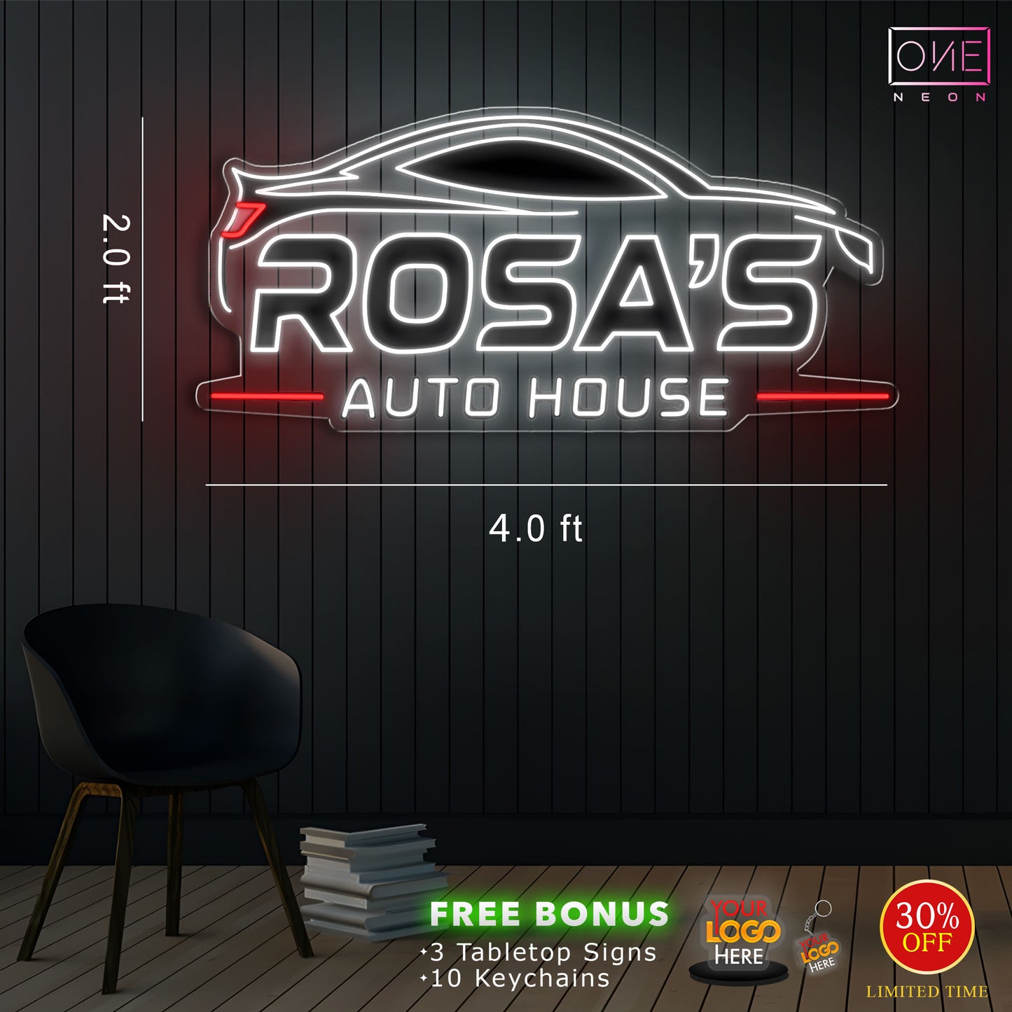 ROSA'S AUTO HOUSE| Led Neon Sign
