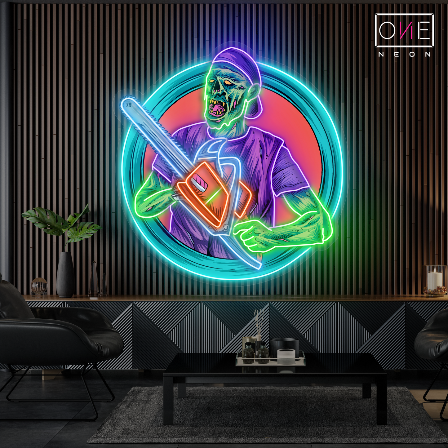 Chainsaw Zombie Artwork Led Neon Sign