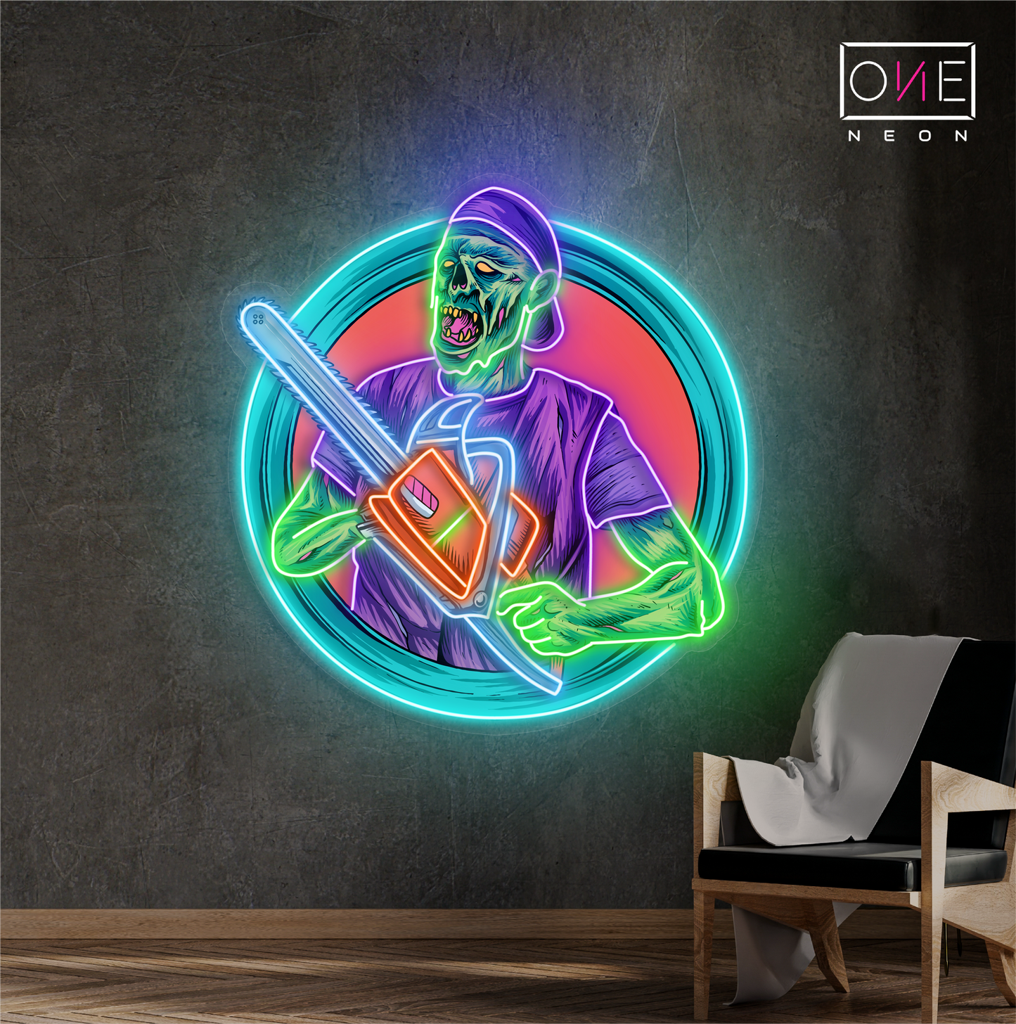 Chainsaw Zombie Artwork Led Neon Sign