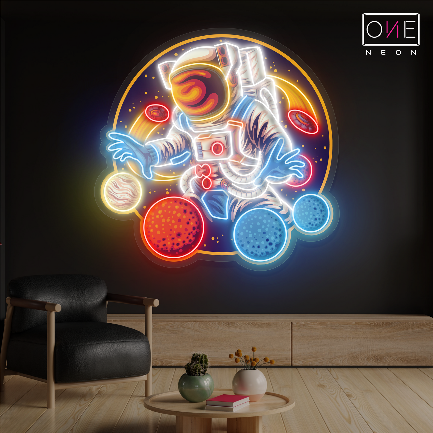 Planet Juggler Artwork Led Neon Sign