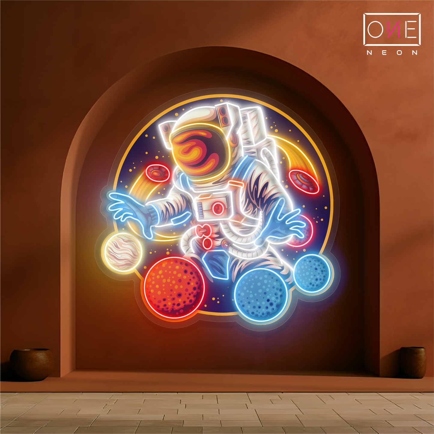 Planet Juggler Artwork Led Neon Sign