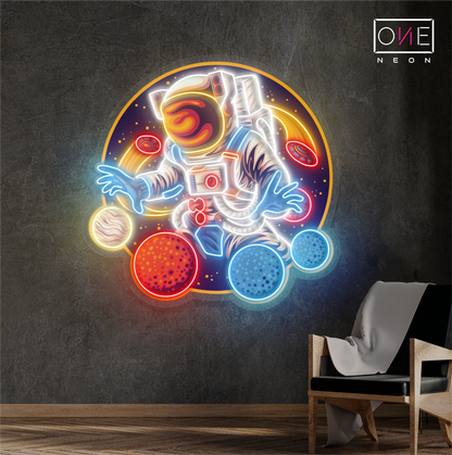 Planet Juggler Artwork Led Neon Sign