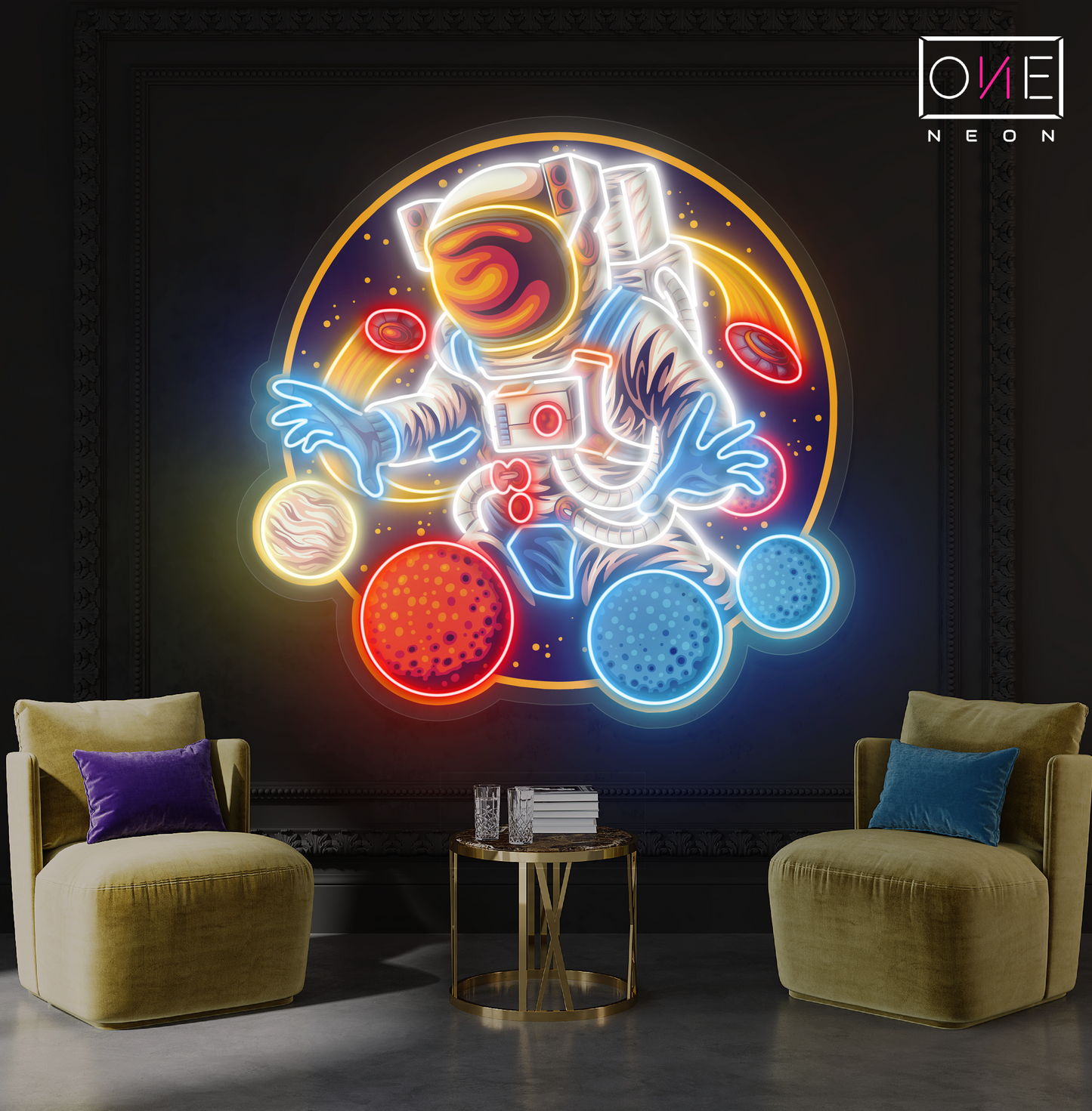 Planet Juggler Artwork Led Neon Sign