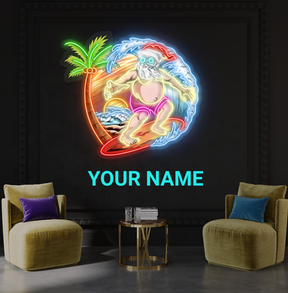 Surfing Santa Artwork Led Neon Sign